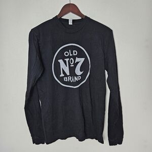 Jack Daniel's Tee Shirt Black Long Sleeve Old No 7 Graphic Gray Whiskey Brand